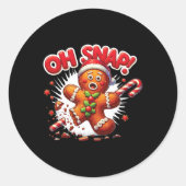 Gingerbread Man Cookie Oh Snap Funny Christmas 1 Ronde Sticker (Voorkant)
