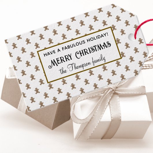 Gingerbread Man Cookie Patroon Vrolijk Kerstfeest  Cadeaulabel