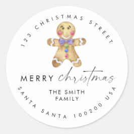 Gingerbread man cookie Retouradres Envelop Ronde Sticker