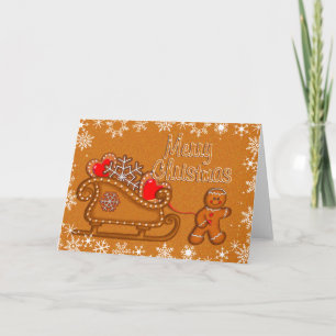 GINGERBREAD MAN, COOKIE & SLEIGH by SHARON SHARPE Feestdagen Kaart