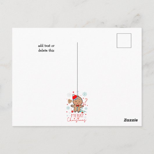 Gingerbread Man Cookie Sneeuwvlokken Vrolijk Kerst Briefkaart (Achterkant)