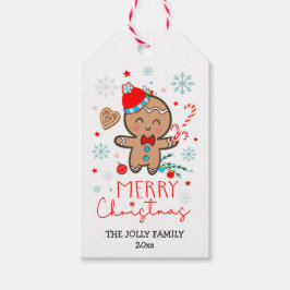 Gingerbread Man Cookie Sneeuwvlokken Vrolijk Kerst Cadeaulabel