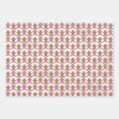 Gingerbread Man Cookie Snowflake Holiday Bake Pink Inpakpapier Vel (Voorkant 3)