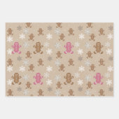 Gingerbread Man Cookie Snowflake Holiday Bake Pink Inpakpapier Vel (Voorkant)