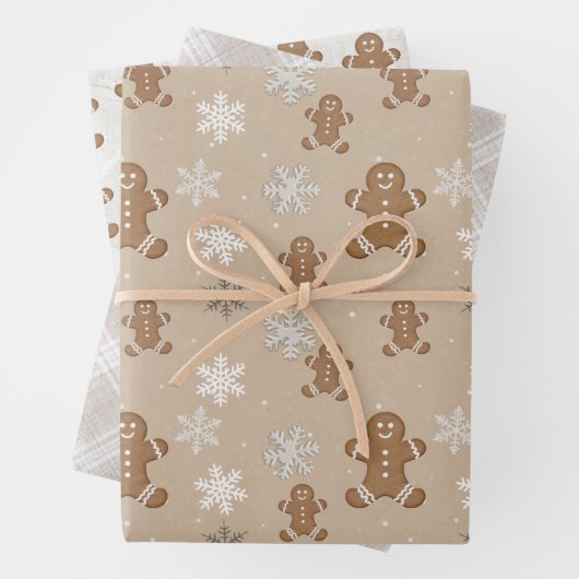 Gingerbread Man Cookie Snowflake Holiday Baking Inpakpapier Vel (In situ)