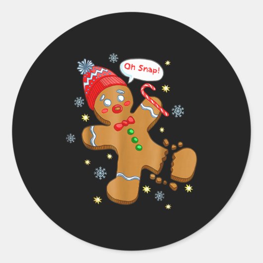 Gingerbread Man Cookie Ugly Sweater Oh Snap Christ Ronde Sticker (Voorkant)