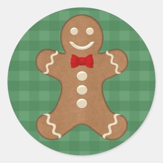Gingerbread Man Cookie Vakantie Ronde Sticker (Voorkant)