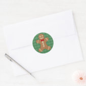 Gingerbread Man Cookie Vakantie Ronde Sticker (Envelop)