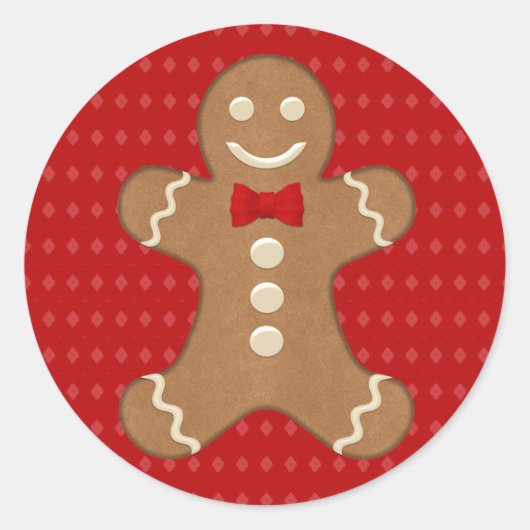 Gingerbread Man Cookie Vakantie Ronde Sticker (Voorkant)