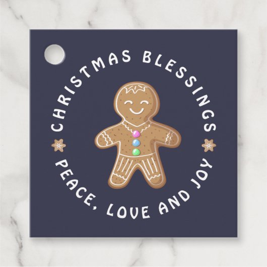 Gingerbread Man Cookie Zegeningen Vrede Liefde Vre Bedankjes Labels (Voorkant)