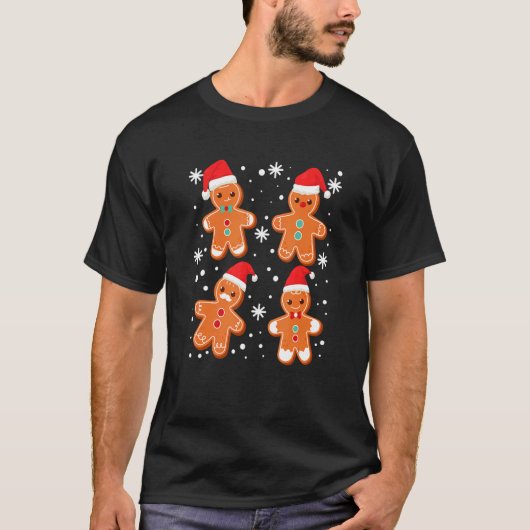 Gingerbread Man Cookies Christmas Pajamas Xmas Bak T-shirt (Voorkant)