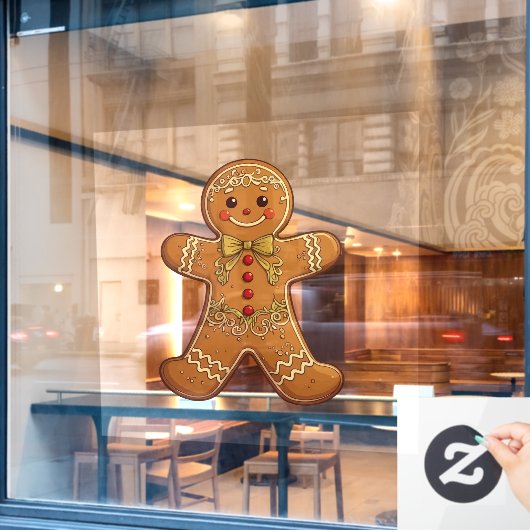 Gingerbread Man Cookies Cute Christmas Raamsticker (Cafe Raam)