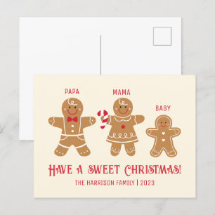 Gingerbread Man Cookies Familienaam Kerstmis Briefkaart