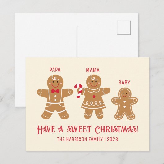 Gingerbread Man Cookies Familienaam Kerstmis Briefkaart (Voorkant / Achterkant)