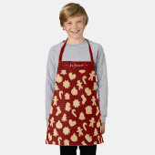 Gingerbread Man Cookies op rood wit Stippen Patroo Schort (Gedragen)