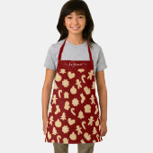 Gingerbread Man Cookies op rood wit Stippen Patroo Schort (Insitu)