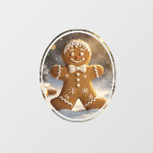 Gingerbread Man Cookies Whimsical Christmas Raamsticker (Vel)