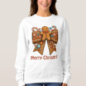 Gingerbread Man Coquette Bow Kerstvakantie Trui (Voorkant)