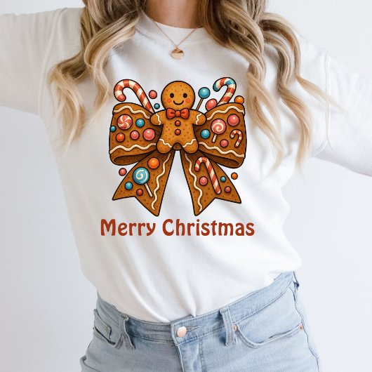Gingerbread Man Coquette Bow Kerstvakantie Trui