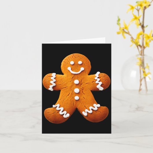 Gingerbread Man Costume Funny Halloween Christmas  Kaart (Gele Bloem)
