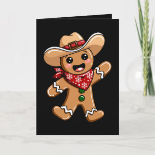 Gingerbread Man Cowboy Hoed Bandana Kerstmis Xmas Kaart