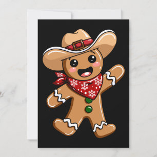Gingerbread Man Cowboy Hoed Bandana Kerstmis Xmas Kaart