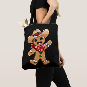 Gingerbread Man Cowboy Hoed Bandana Kerstmis Xmas Tote Bag