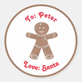 Gingerbread Man Custom Gift Label Sticker