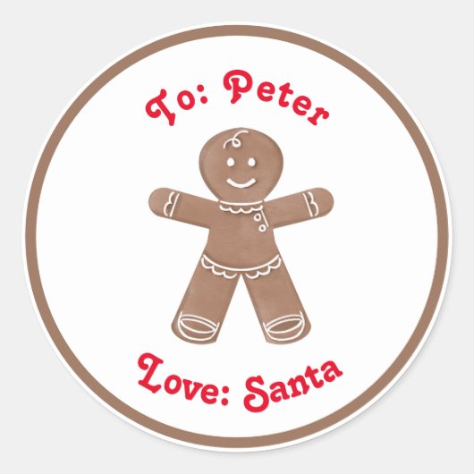 Gingerbread Man Custom Gift Label Sticker (Voorkant)