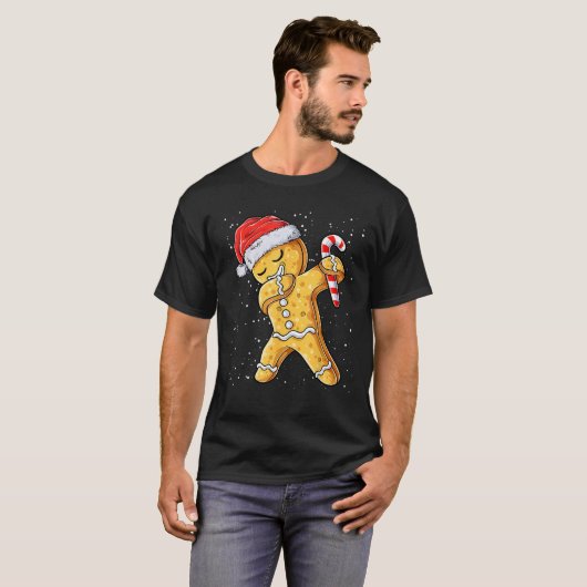 Gingerbread Man Dabbing Cool Christmas Cookie Dab  T-shirt (Voorkant volledig)