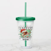 Gingerbread Man Dabbing Custom Name Christmas Acryl Drinkbeker (Voorkant)