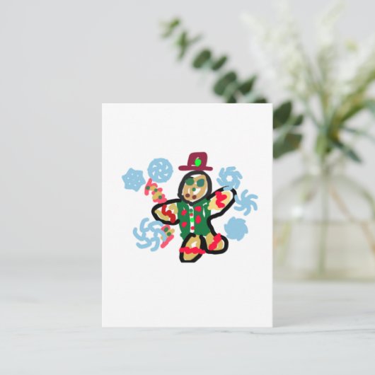 Gingerbread man dance briefkaart (Staand voorkant)