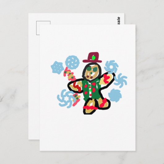 Gingerbread man dance briefkaart (Voorkant / Achterkant)