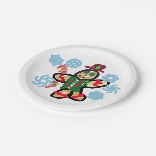 Gingerbread man dance papieren bordje (Gekanteld)