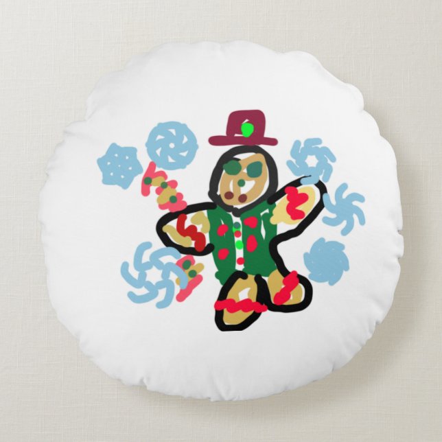 Gingerbread man dance rond kussen (Voorkant)