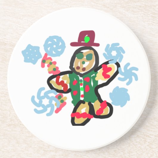 Gingerbread man dance zandsteen onderzetter (Voorkant)