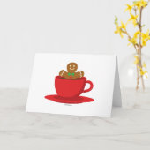 Gingerbread Man die zich herstelt in de Hot Chocol Kaart (Gele Bloem)