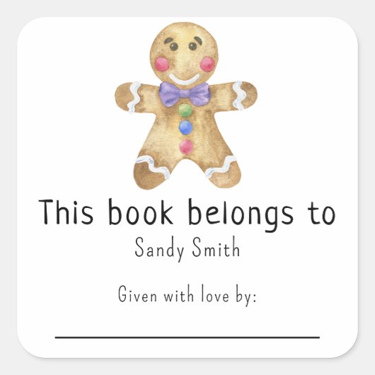Gingerbread man - Dit boek hoort bij bericht Vierkante Sticker (Voorkant)