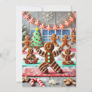 Gingerbread Man Doet Yoga: Mijn Kerstmis Zen Vinde Feestdagenkaart