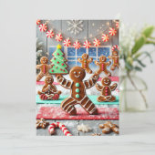 Gingerbread Man doet yoga: mijn vakantiezen vinden Feestdagenkaart (Staand voorkant)