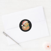 Gingerbread Man Eend Kerstmis Xmas Vakantie Ronde Sticker (Envelop)