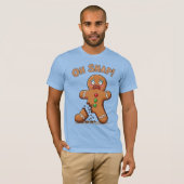 Gingerbread Man eindelijk gesnapt grappige kerst T-shirt (Voorkant volledig)