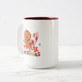 Gingerbread Man en Candy Cane Kerstmis Tweekleurige Koffiemok (Voorkant links)
