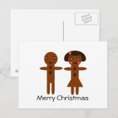 Gingerbread Man en Girl Vrolijk Kerstfeest Feestdagenkaart (Voorkant / Achterkant)