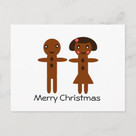 Gingerbread Man en Girl Vrolijk Kerstfeest Feestdagenkaart