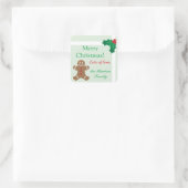 Gingerbread Man en Holly Vierkante Sticker (Tas)