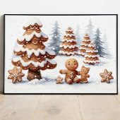 Gingerbread Man en Kat in de Sneeuw Poster