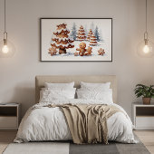 Gingerbread Man en Kat in de Sneeuw Poster