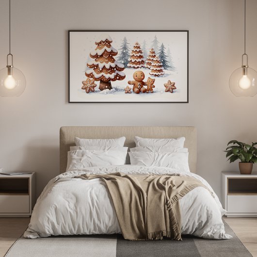 Gingerbread Man en Kat in de Sneeuw Poster