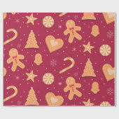 Gingerbread man en kerst koekjes patroon cadeaupapier (Vlak)